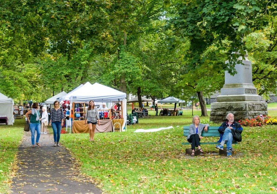 vendors and customers at canton new york farmers market