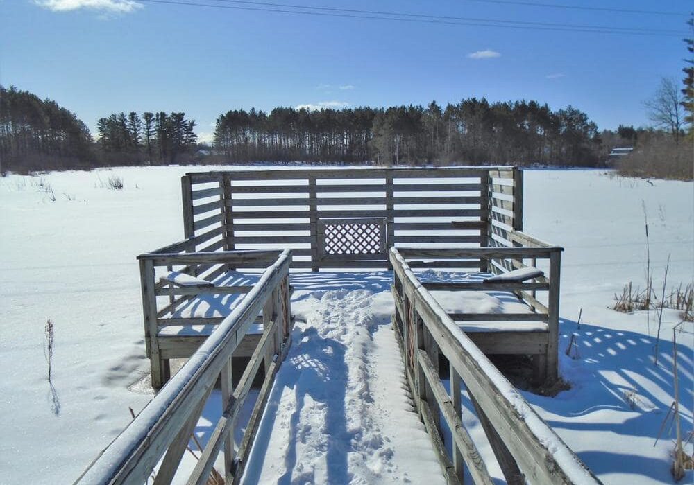 kip trail lookout covered in snow in winter